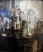 Arthur Ahnert Interior of Wilhelmshausen church oil painting